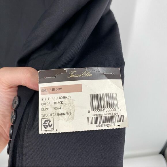 Tasso Elba Men’s Solid Black Suit Jacket Blazer size 54R - Picture 2 of 3